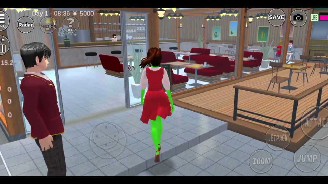 Green girl meets her boy friend #sakuraschool #games #lifeisbutadream #gameplay #sakuraschoolsimulat
