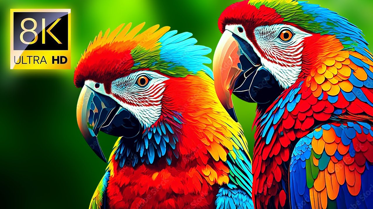 Mesmerizing Parrots in 8K HDR Ultra HD - Beautiful Exotic Birds Flying and Chirping