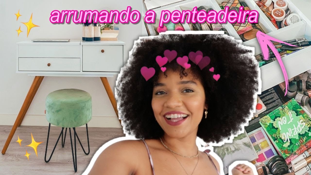 organizando minha nova PENTEADEIRA RETRÔ DE 80CM + tour pelas makes! ✨ #CAntinho