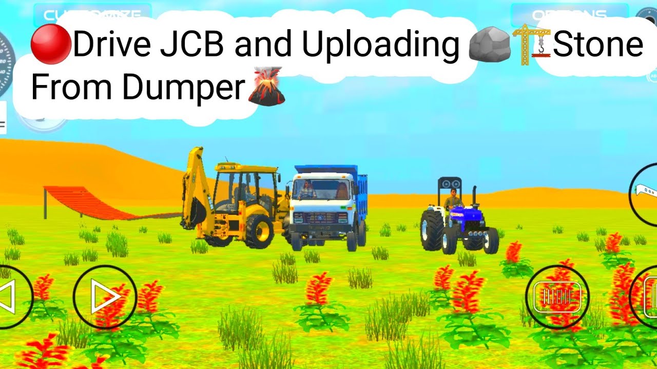🔴Drive JCB and Uploading 🪨🏗Stone From Dumper🌋 Truck in Game #truck​ #jcb​ #tractor​ #dumper​ 