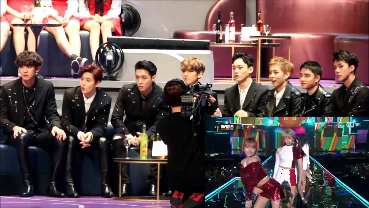 161202 EXO reaction to TWICE Cheer Up/TT @ MAMA 2016