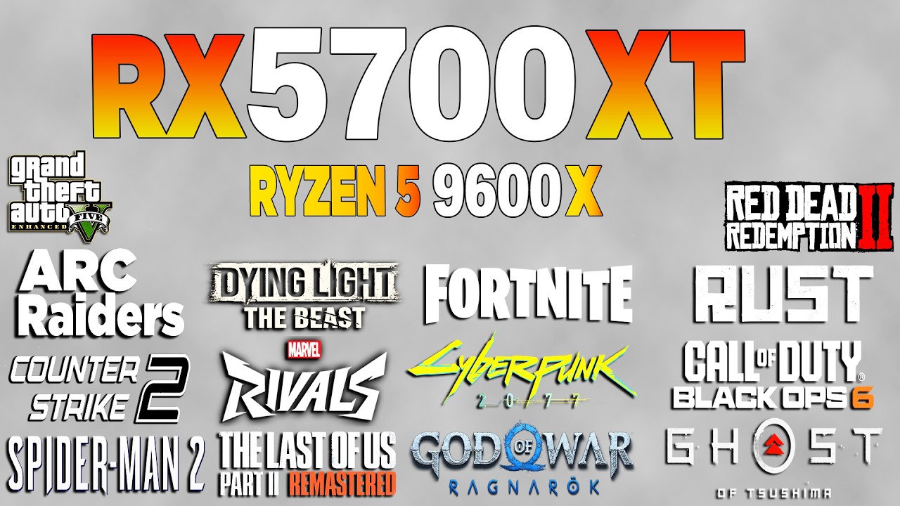RX 5700 XT + Ryzen 5 9600x Overclock - Test in 16 Games Benchmark 1080p (2026)