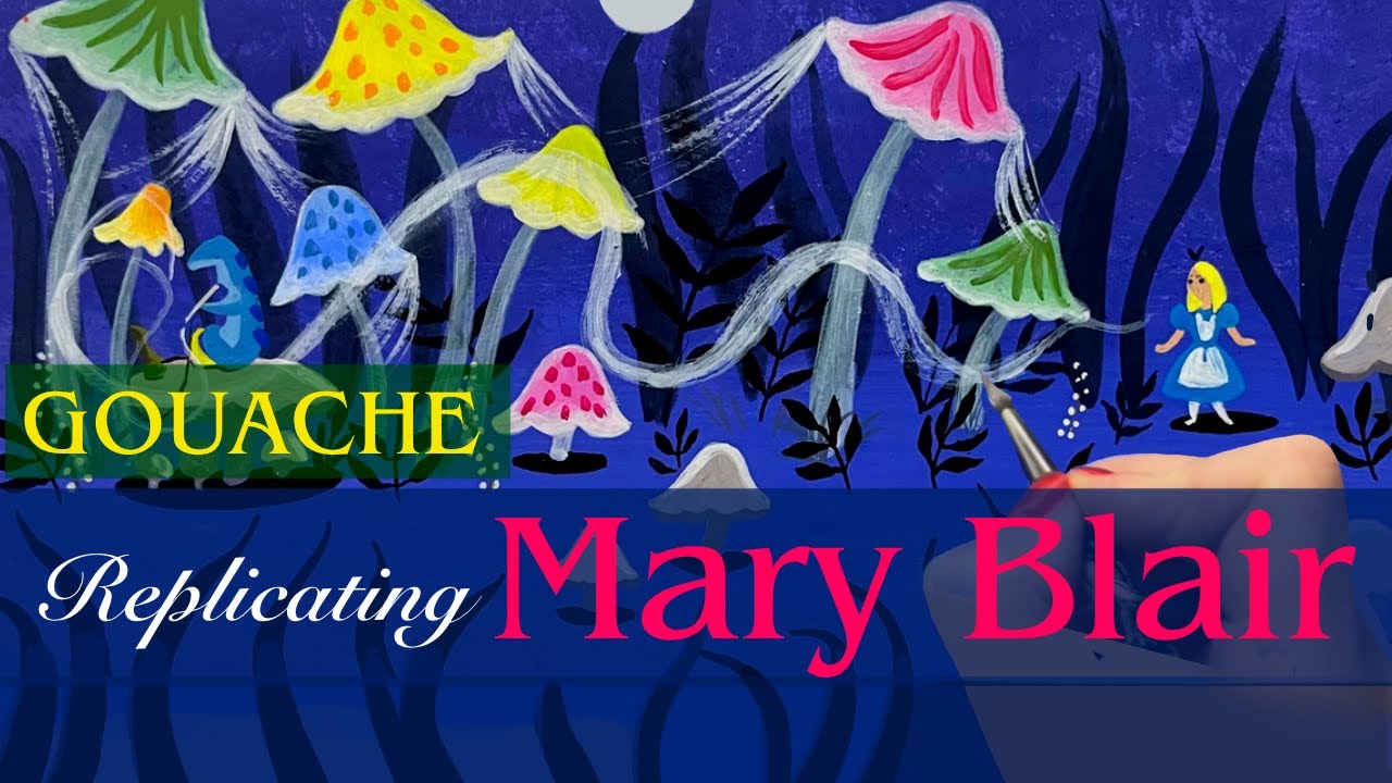 Gouache Techniques & Textures: Replicating Mary Blair Alice In Wonderland Concept Art #gouache #demo