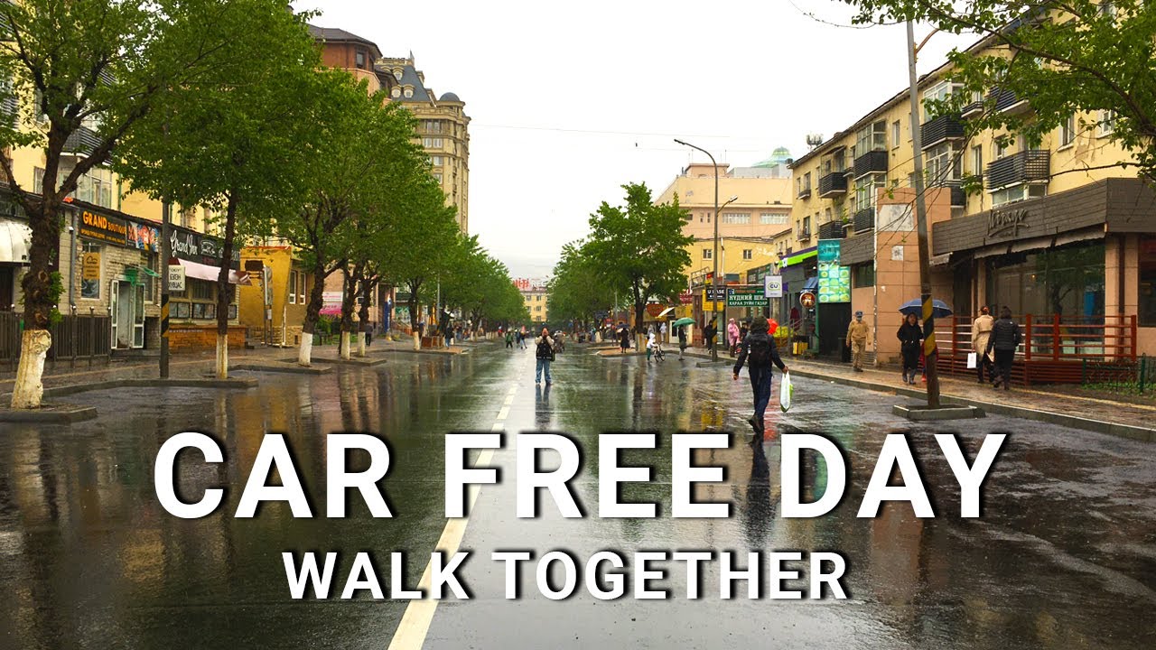 Rainy Car Free Day in Ulaanbaatar | Walk Together | Travel in Mongolia | ASMR
