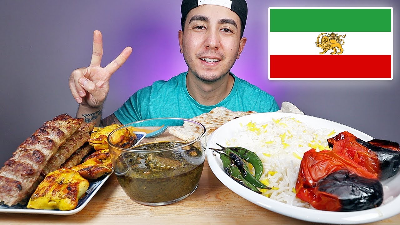 REALLY GOOD IRANIAN FOOD MUKBANG TENDER KOOBIDEH KABOB + CHICKEN LEG KABOB + GHORMEH SABZI STEW