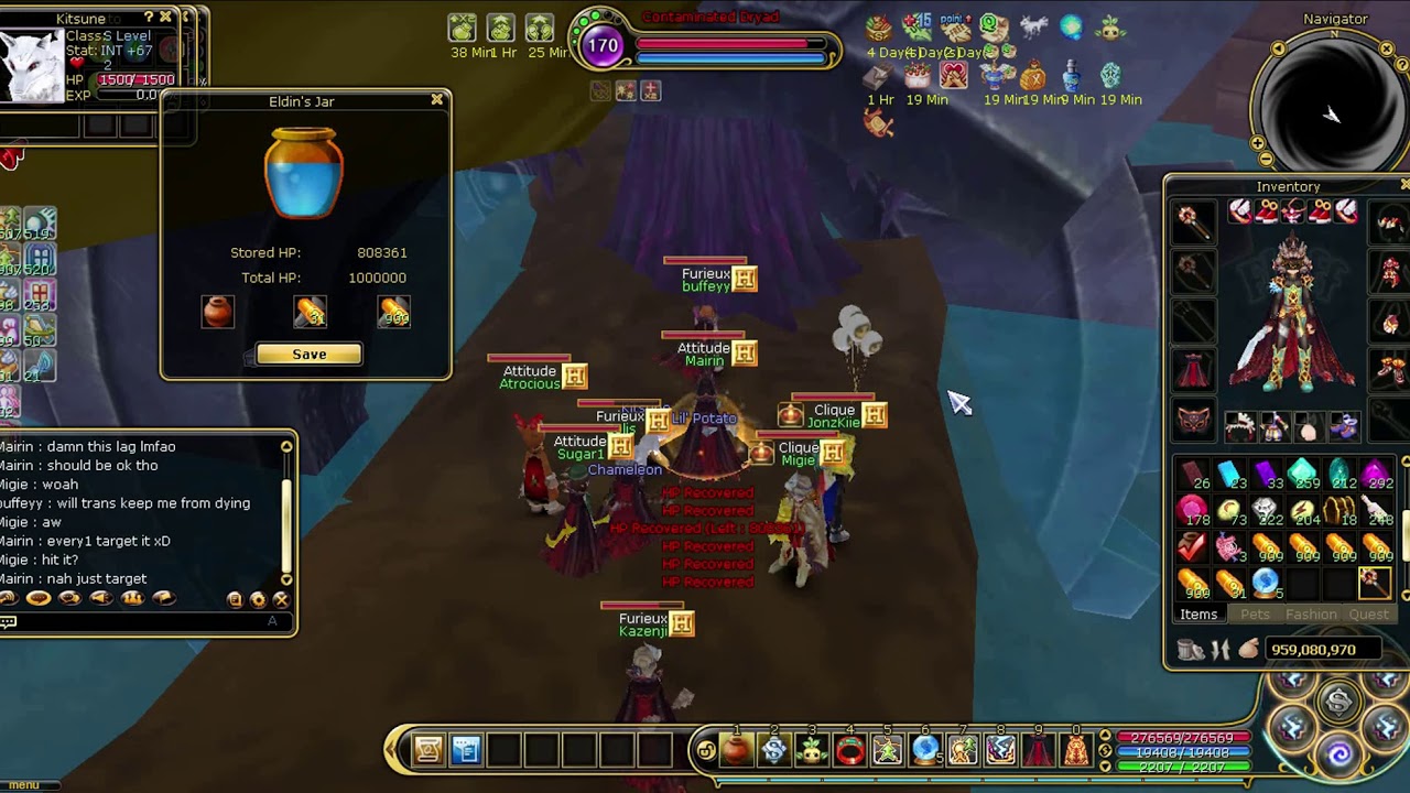Flyff-Mocomochi Server, Contaminated Dryad hunt (lvling to 170)
