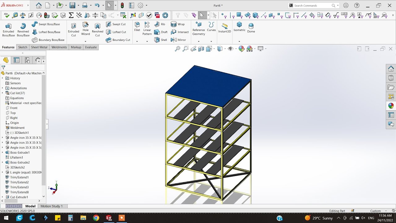 ☑️Solidworks Structure weldments | How to make rack structure in solidworks