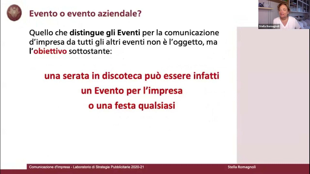 Gli eventi come strumento di comunicazione d'impresa | Lezione del 14 maggio 2021