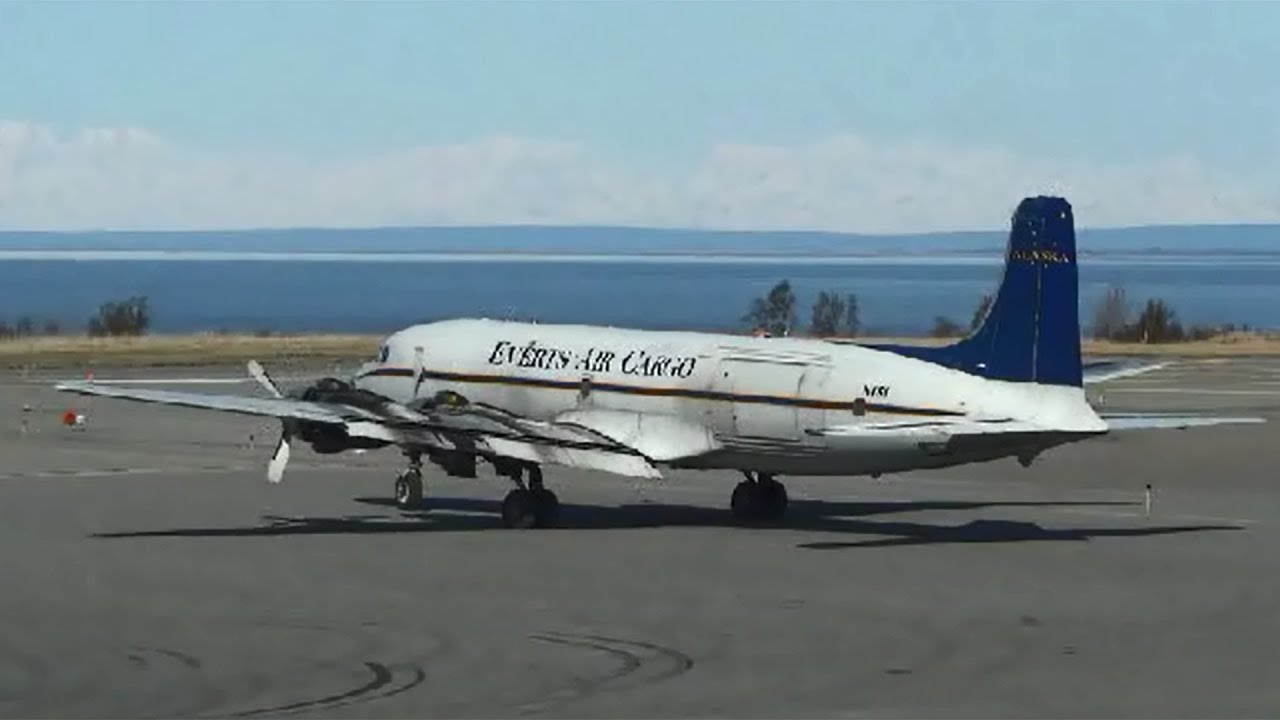 Alaska Classic!  Everts Air Cargo DC6 departs from Anchorage - N151.