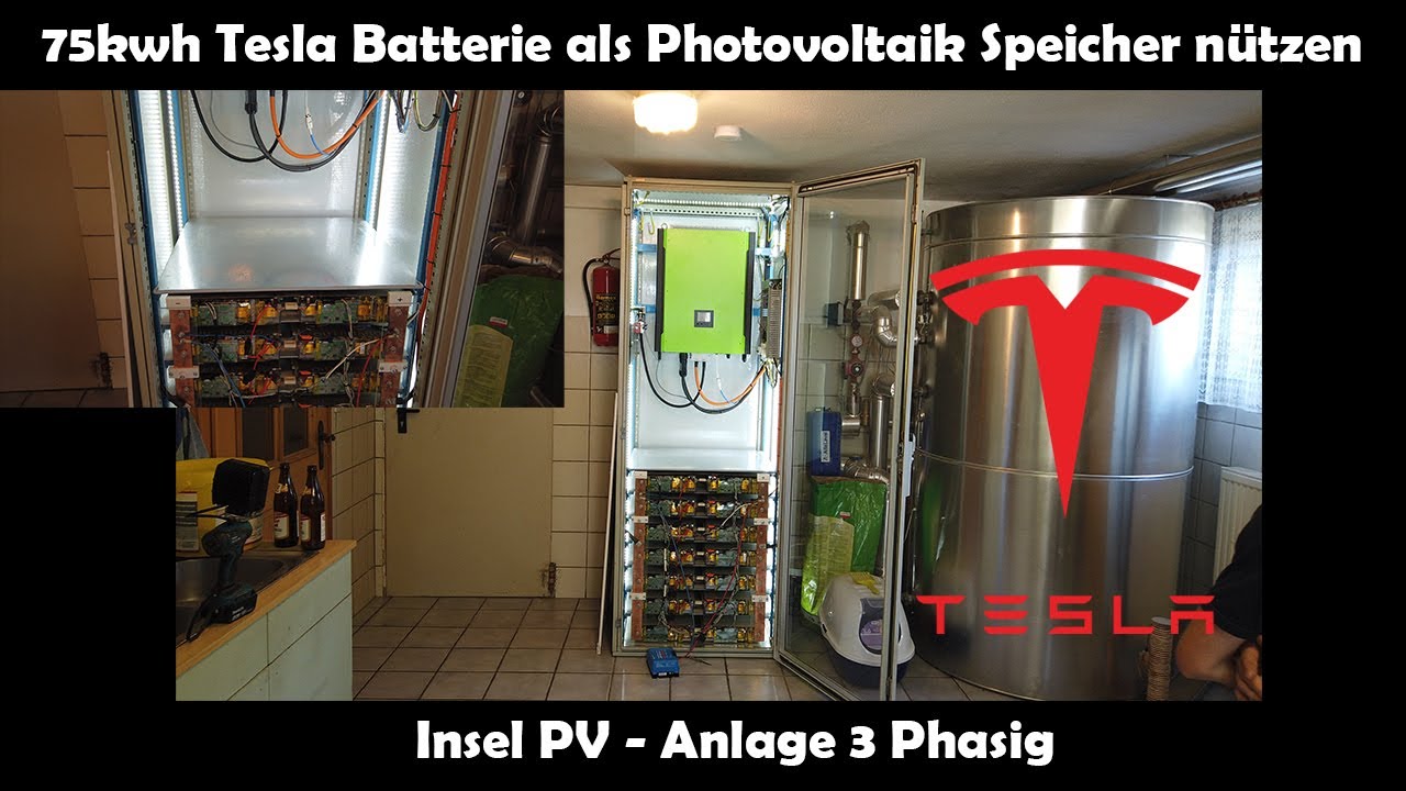 75kwh Tesla Batterie als Photovoltaik Speicher nützen - 3Phasige Insel PV! upcycling electric car🚗