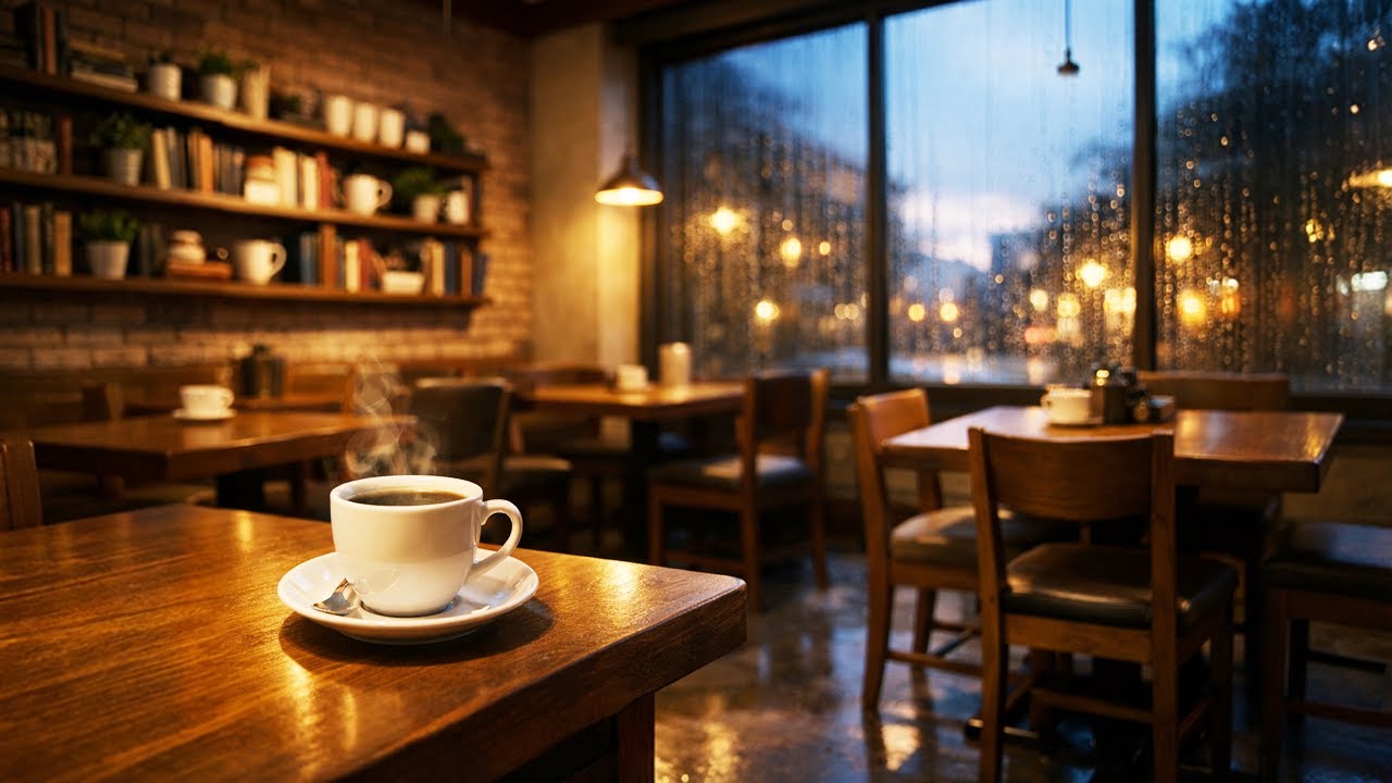 4K Cozy Coffee Shop Jazz Smooth Piano Music for Studying, Working & Relaxing