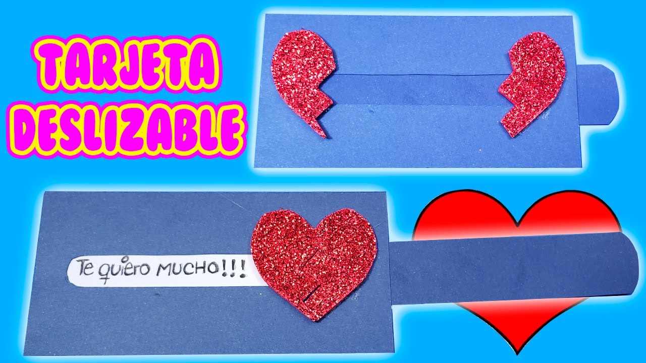 TARJETA DESLIZABLE DE CORAZÓN 💖 CON MENSAJE SECRETO | IDEA PARA HACER TARJETAS | SAN VALENTIN