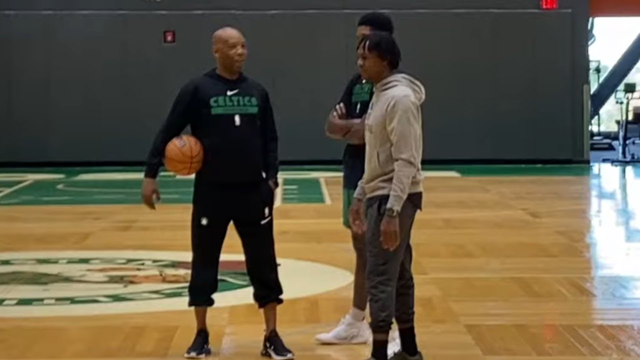 Rajon Rondo COACHING Celtics at Practice