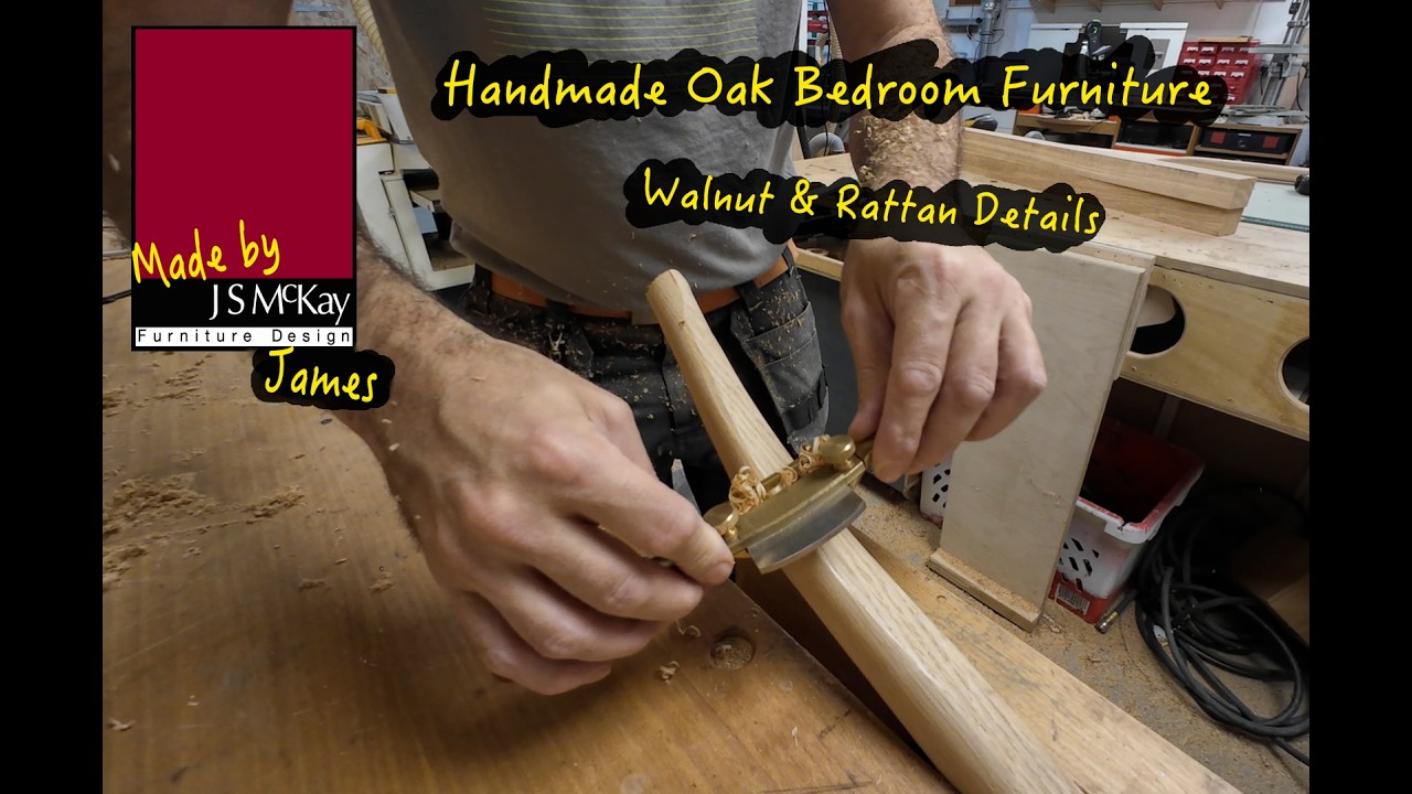 Handmade Oak Bedroom Furniture – Walnut & Rattan Details
