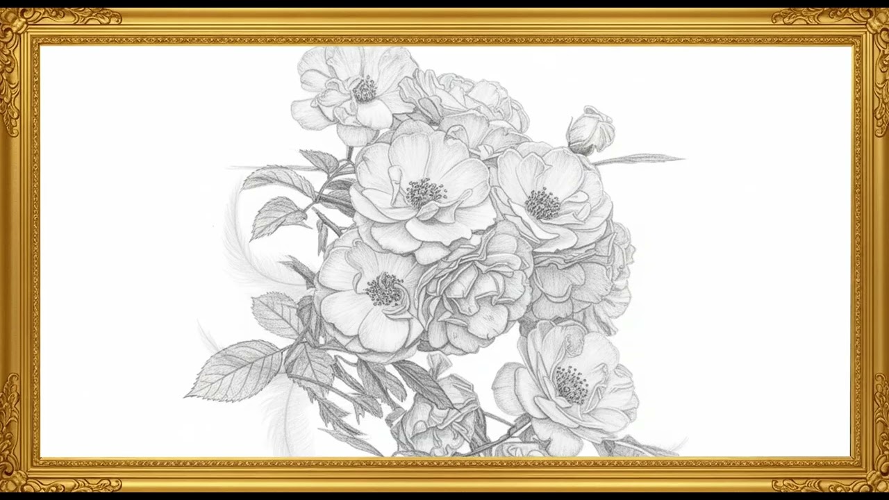 Gallery Style  Drawing | Relaxing Screen Video | Peaceful Pencil Drawing Slideshow for TV Screen