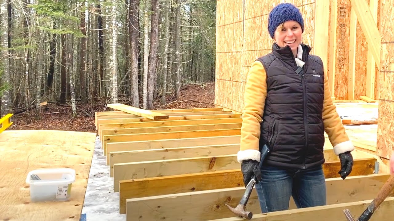 Building Off Grid Cabin In The Canadian Wilderness | DIY Deck Covered Porch Framing