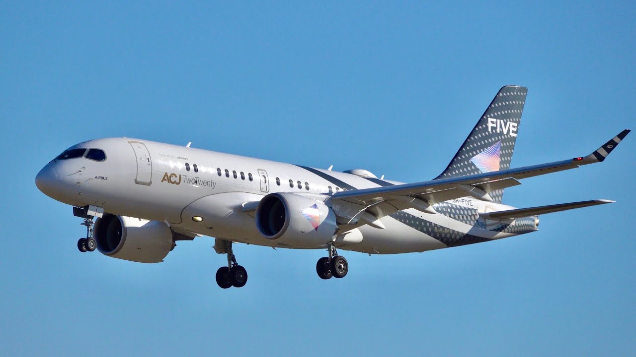 A220-100 ACJ TwoTwenty ComLux  Landing & Takeoff at Lisbon Airport