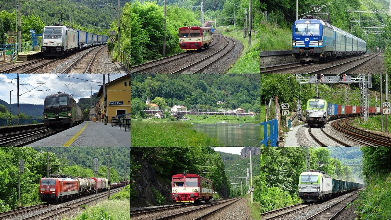 Vlaky mezi stanicemi Dolní Žleb a Děčín-Čertova Voda 9.6.2020