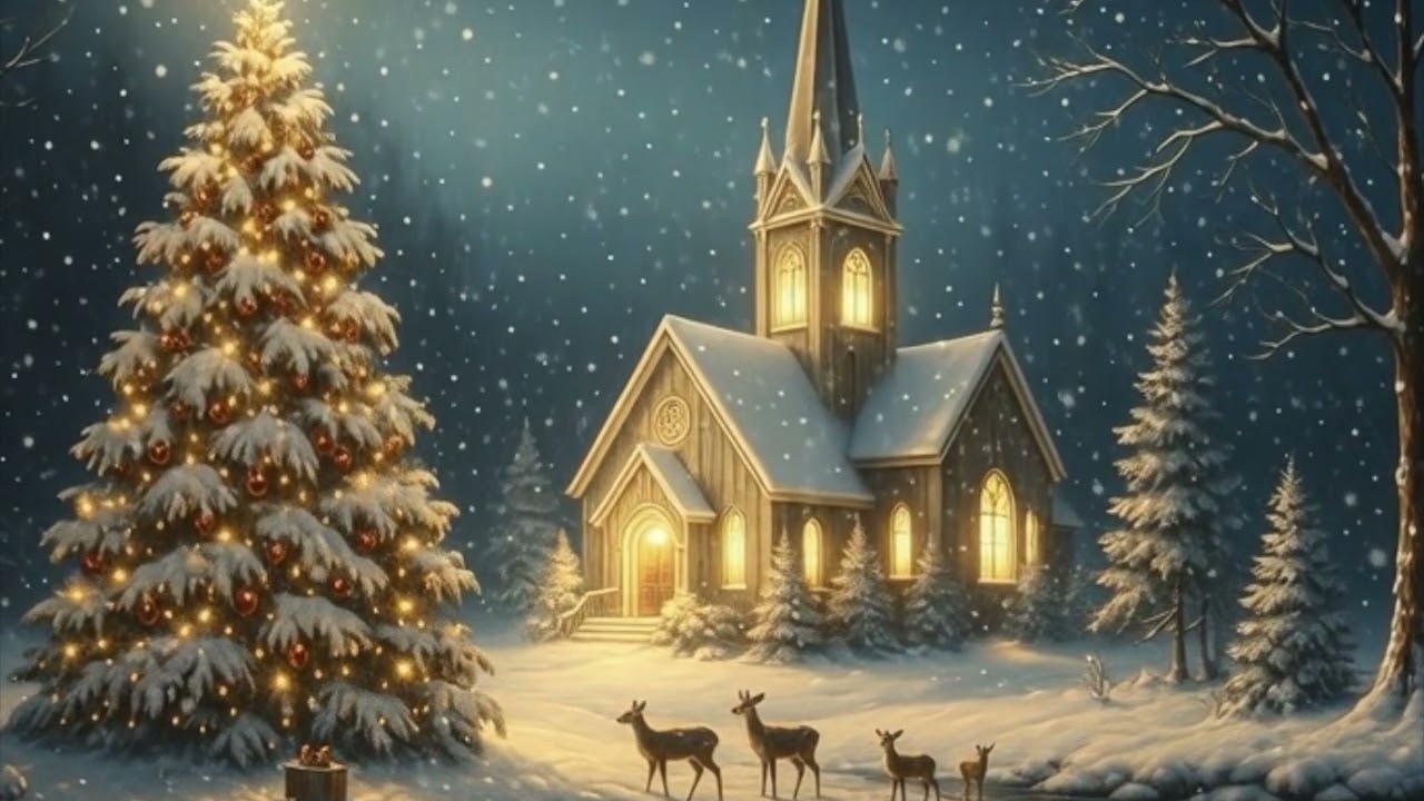 🎄Silent Christmas Night ❄️ Snowy Church ⛪ Soft Piano for Sleep & Relaxation 💤