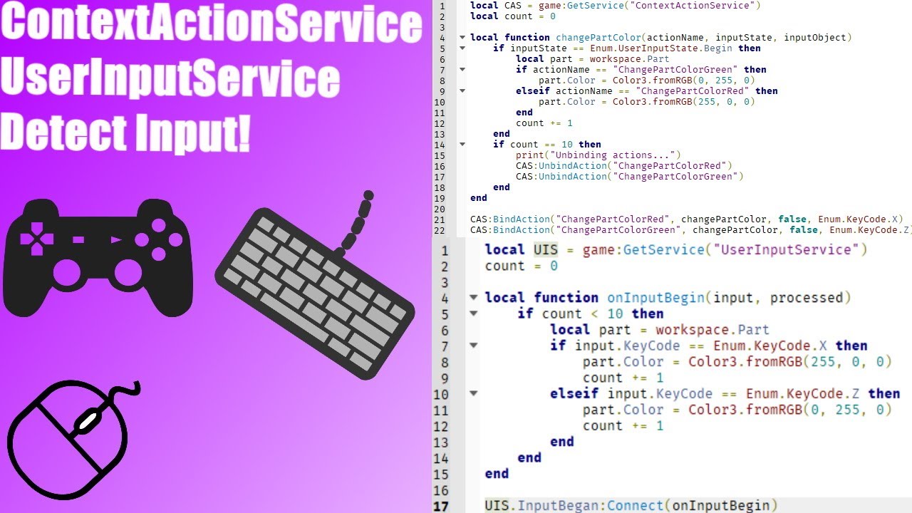 ROBLOX: Detect User Input w/ UserInputService or ContextActionService (How to)