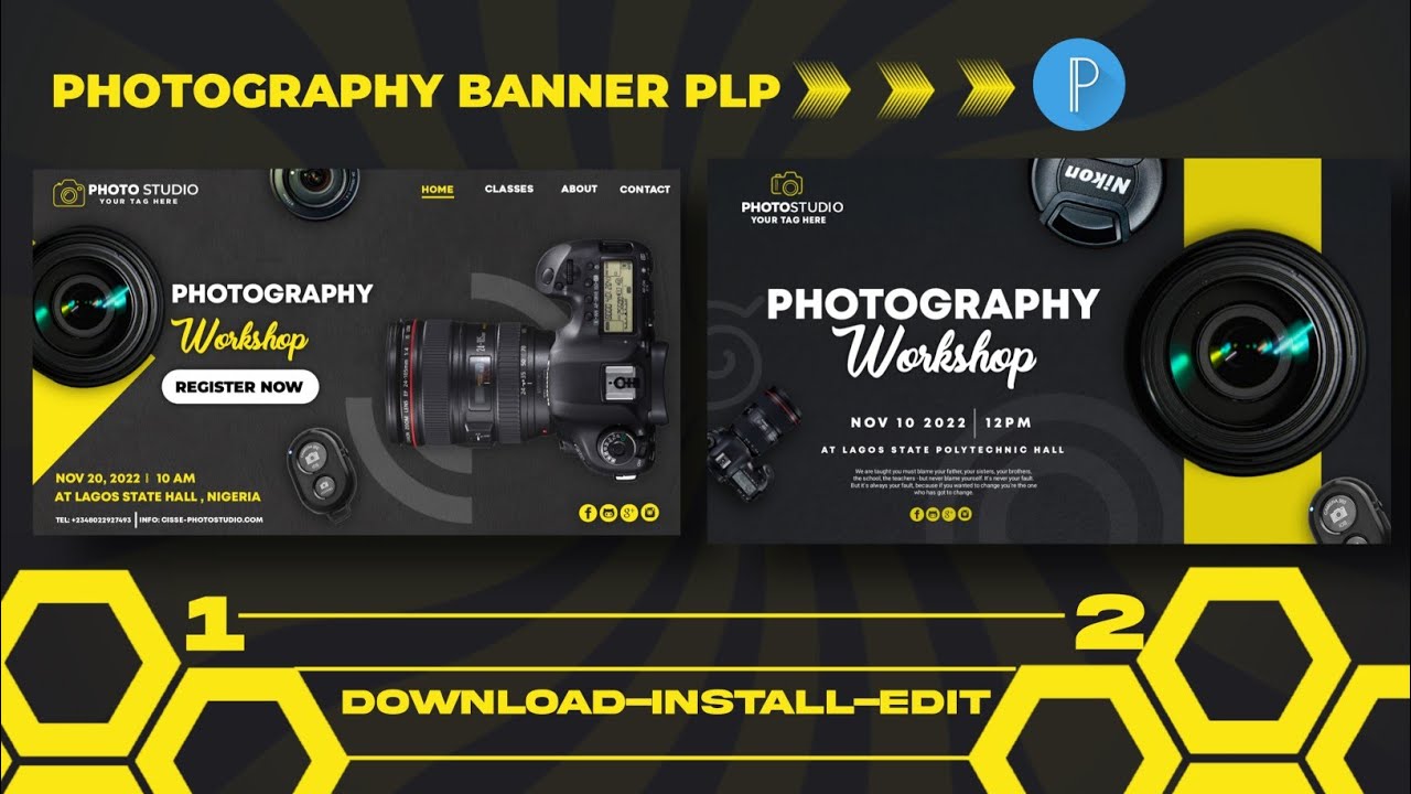 Free Banner Design Template for pixellab|pro photography banner design plp for pixellab|💯 Free
