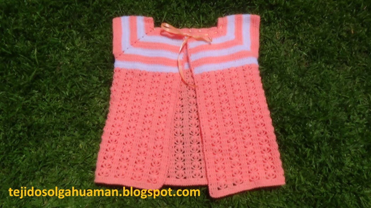 chaleco tejido a crochet para niña de 1a 3 años paso a paso con punto flores en fila
