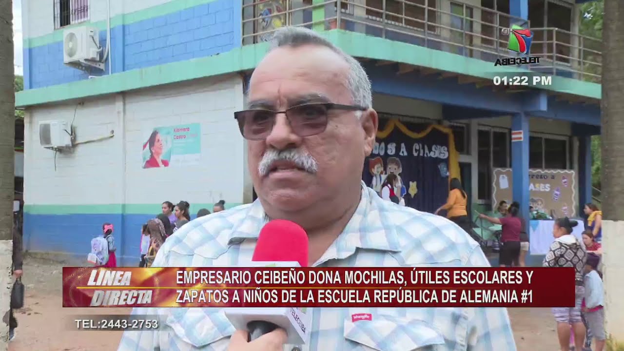 Ceibeño dona mochilas, útiles escolares y zapatos a niños de la Escuela Republica de Alemania #1