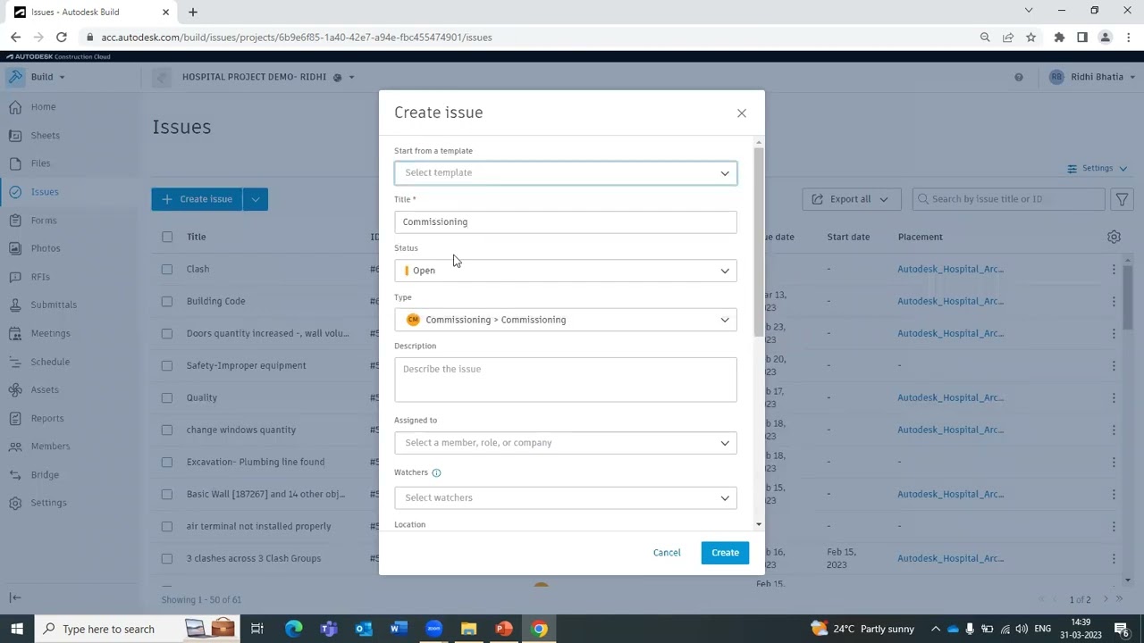 Issue Management in Common Data Environment in ACC