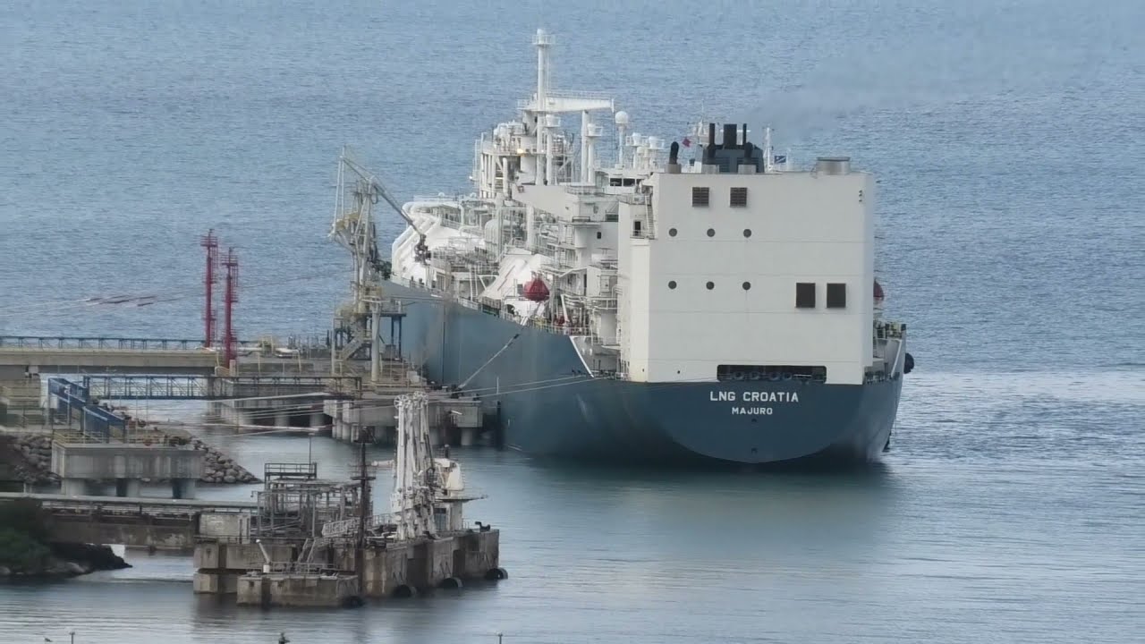 LNG terminal Croatia, tankers, tugboats, fishing boats, Omisalj island of Krk.Tanker, Ribarice.