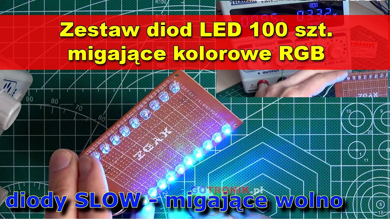 Zestaw diod LED 100 sztuk migające kolorowe RGB