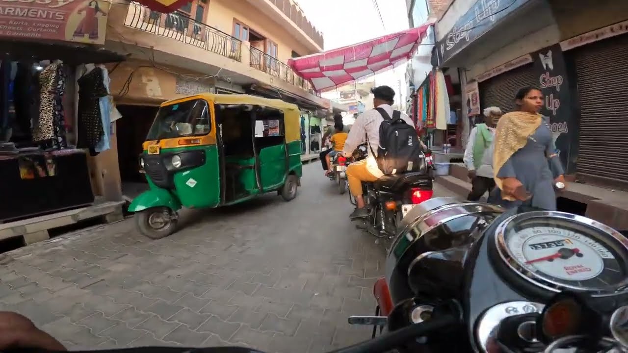 Morinda City Bike tour 4k video/ Bullet ride in local city/ where humans and animals share same road