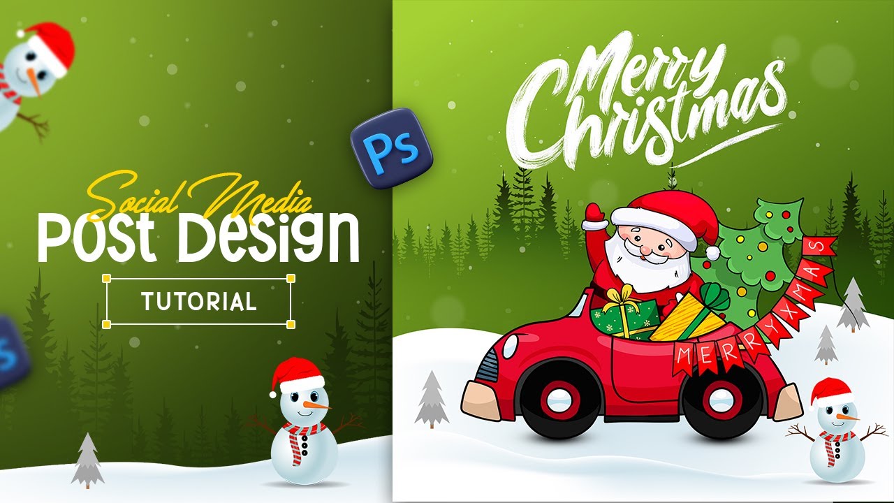 Merry Christmas Post Design in Photoshop 🎄 | Easy Social Media Poster Tutorial