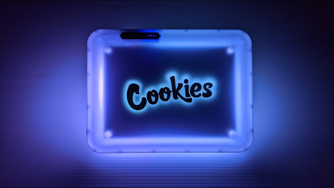 Demo of WHITE LED GLOW TRAY COOKIES ROLLING TRAY LED ROLLING TRAY Light Up Rolling Tray for Weed