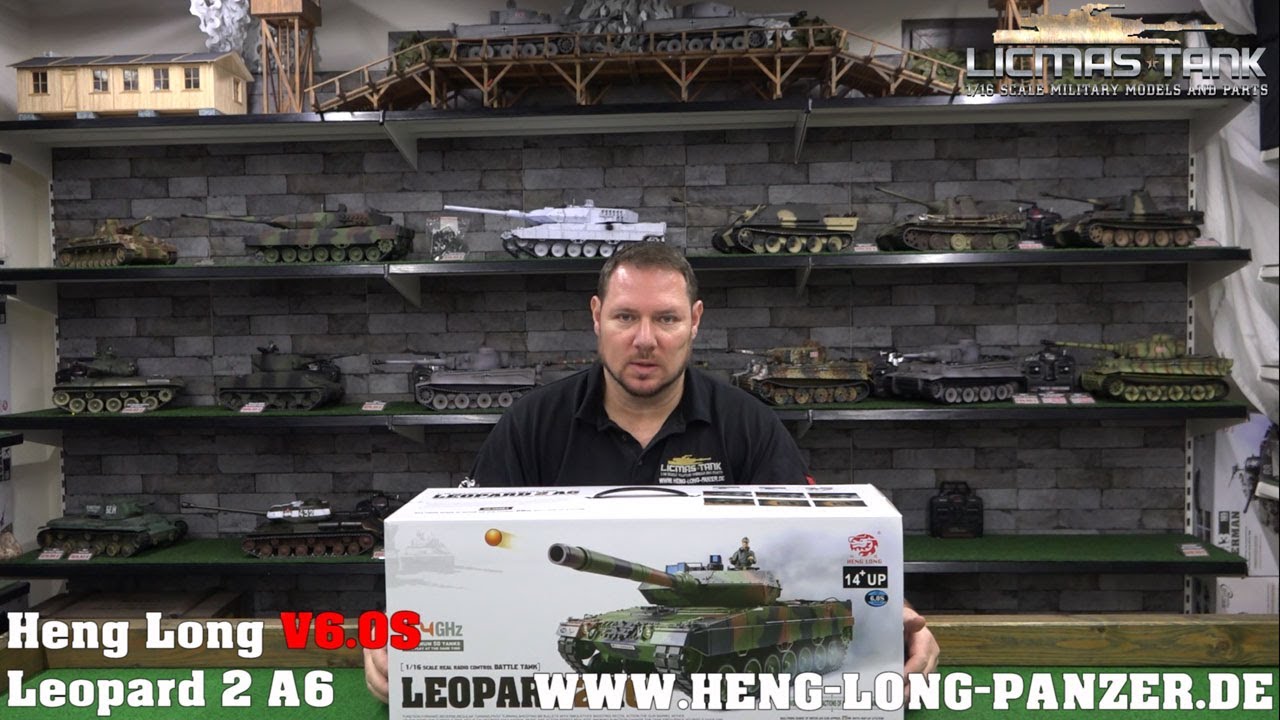 RC Panzer Leopard 2 A6 Heng Long 2.4 GHz V6.0S 3889-1 Review Ausgepackt Unboxing Basis/Upgrade
