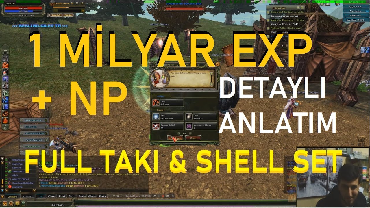 1 MİLYAR EXP - SHELL & UNİQ TAKI SET + NP CZ Chat Görevi Devil ( Detaylı 2020 ) - Sesli Bilgiler TR