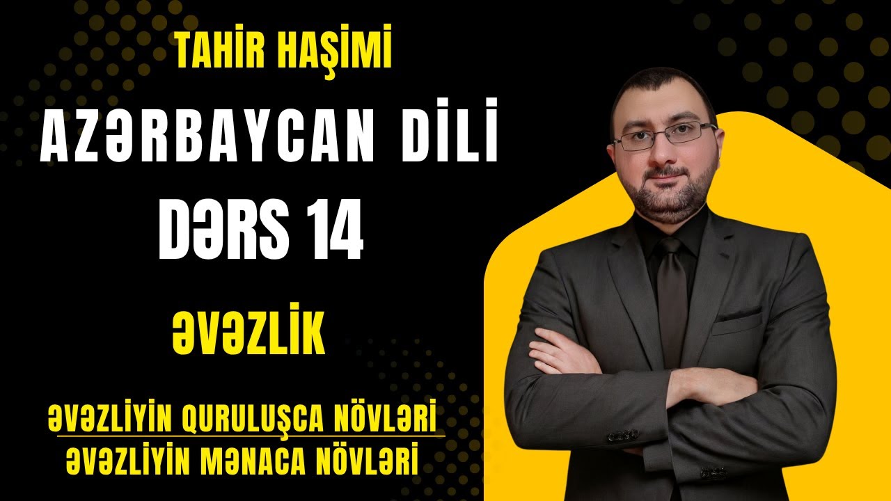 Azərbaycan dili dərs 14. Əvəzlik. Əvəzliyin quruluşca növləri. Əvəzliyin mənaca növləri.