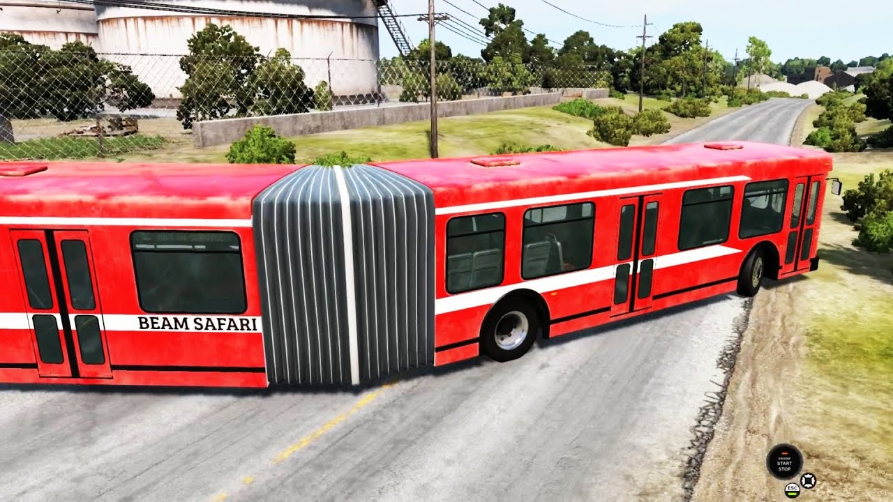 BeamNG Drive - Articulated Bus on The Industrial Site Map