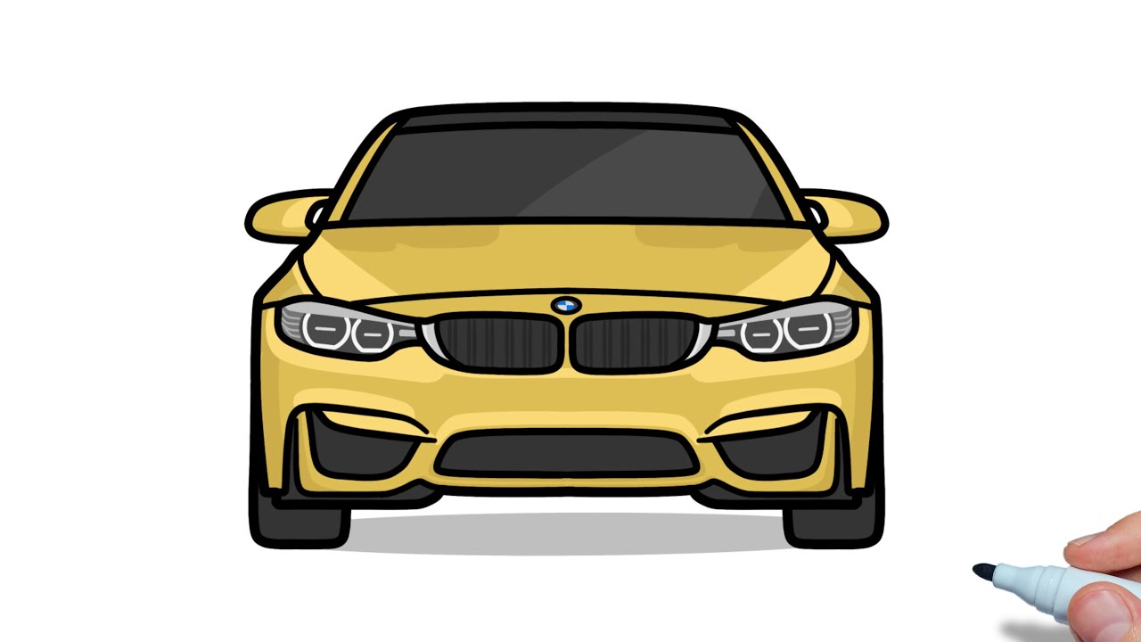 How to draw a BMW M4 F82 easy | Drawing bmw m4 f83 competition front view