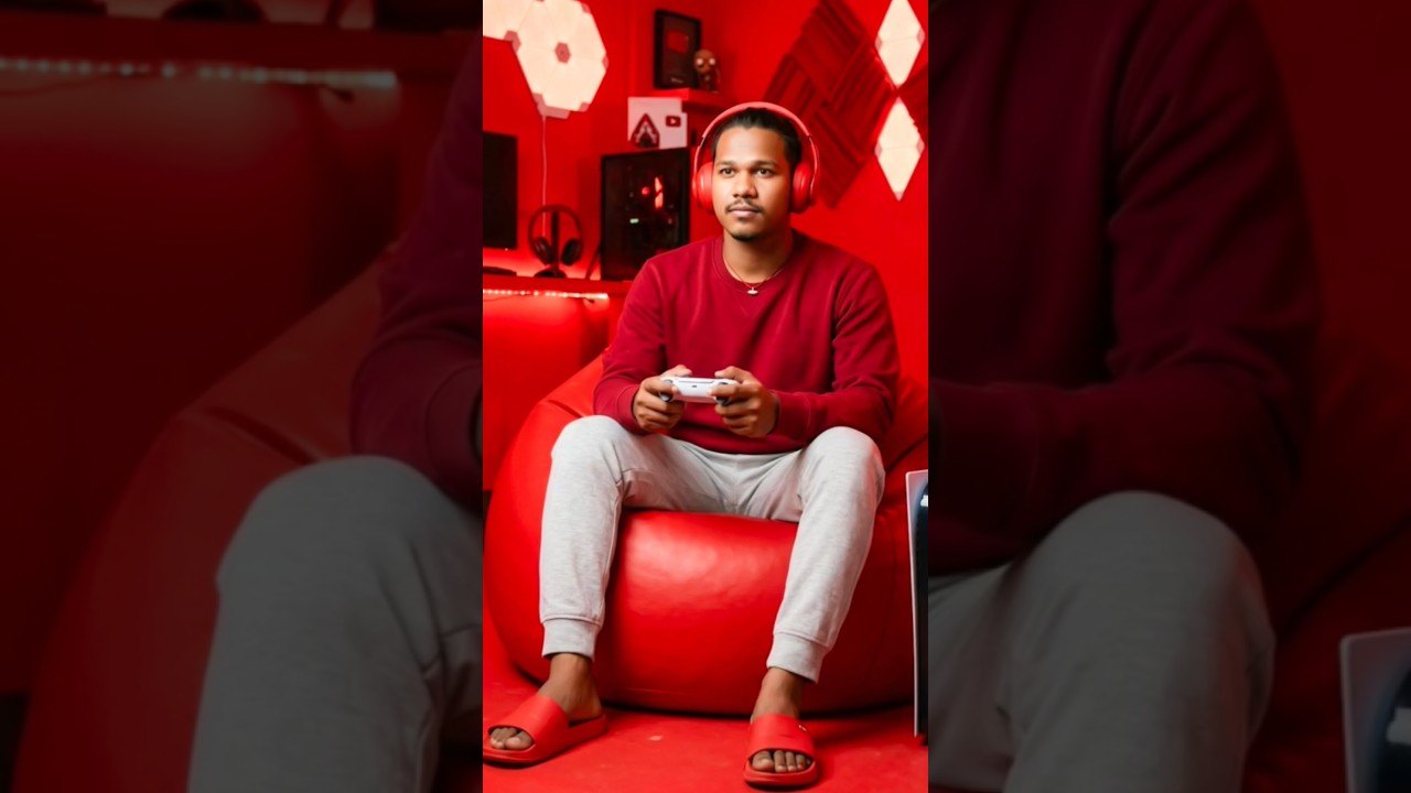 Google Gemini Epic Gaming Setup Edit  Cinematic Red Room Gaming Video🔥#trending #love #photo #editor