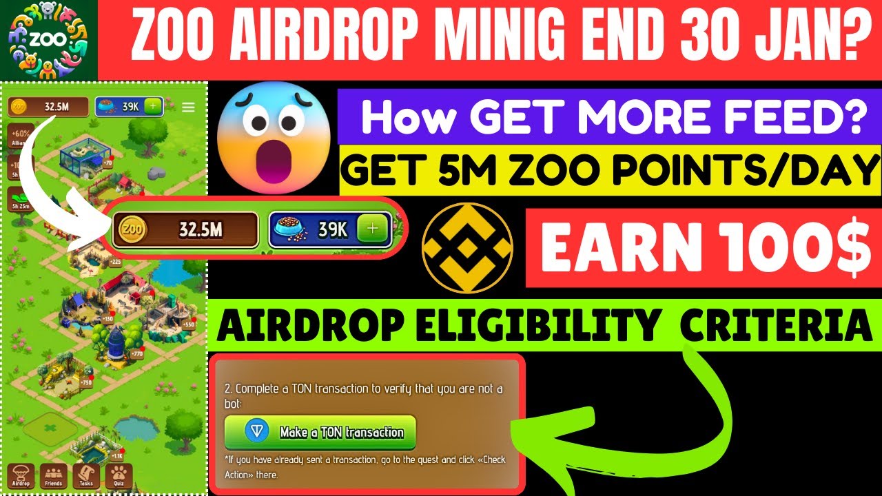 Zoo Mining ends? |Get 5M Zoo Points Daily in ZOO Airdrop| Eligibility Criteria