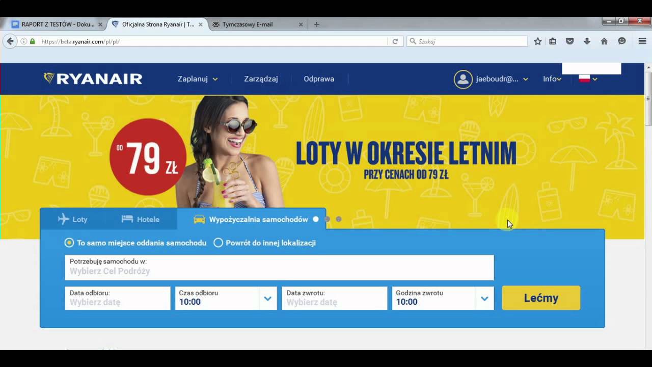 Bugster - 60 minut testowania. Testowanie strony beta.ryanair.com