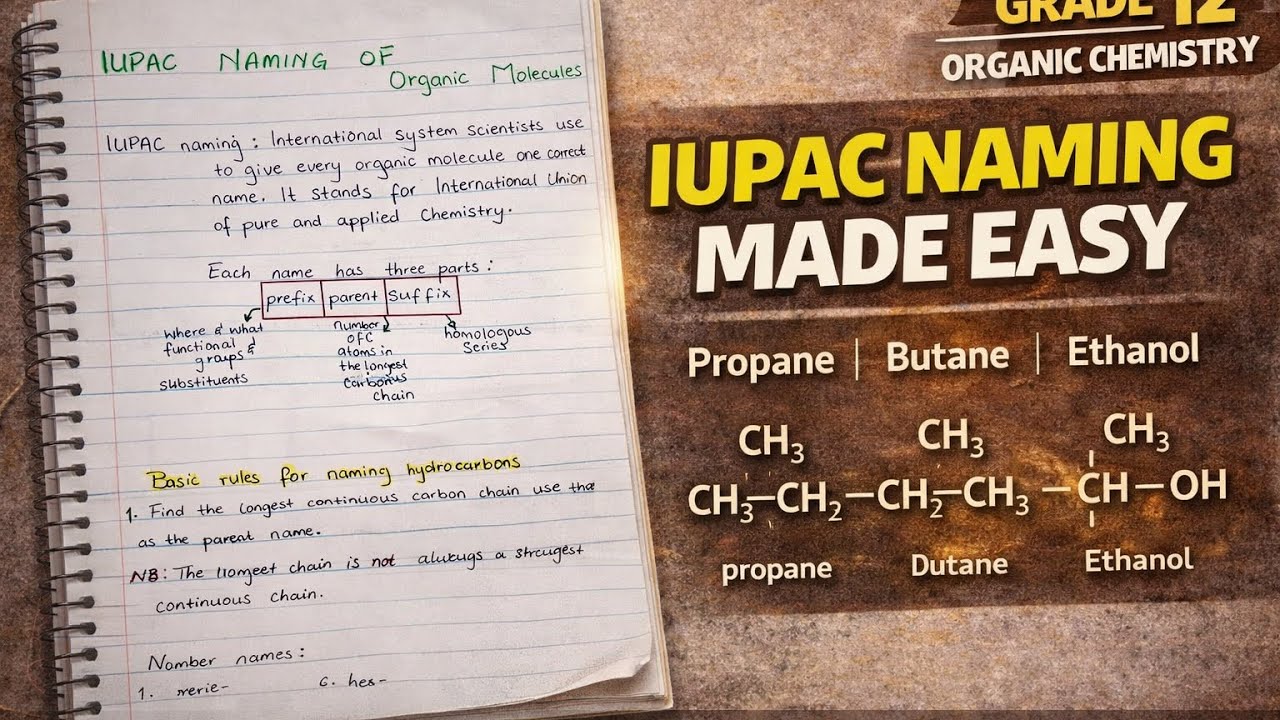 IUPAC Naming Made EASY  | Step-by-Step Organic Chemistry Naming with Examples | Grade 12