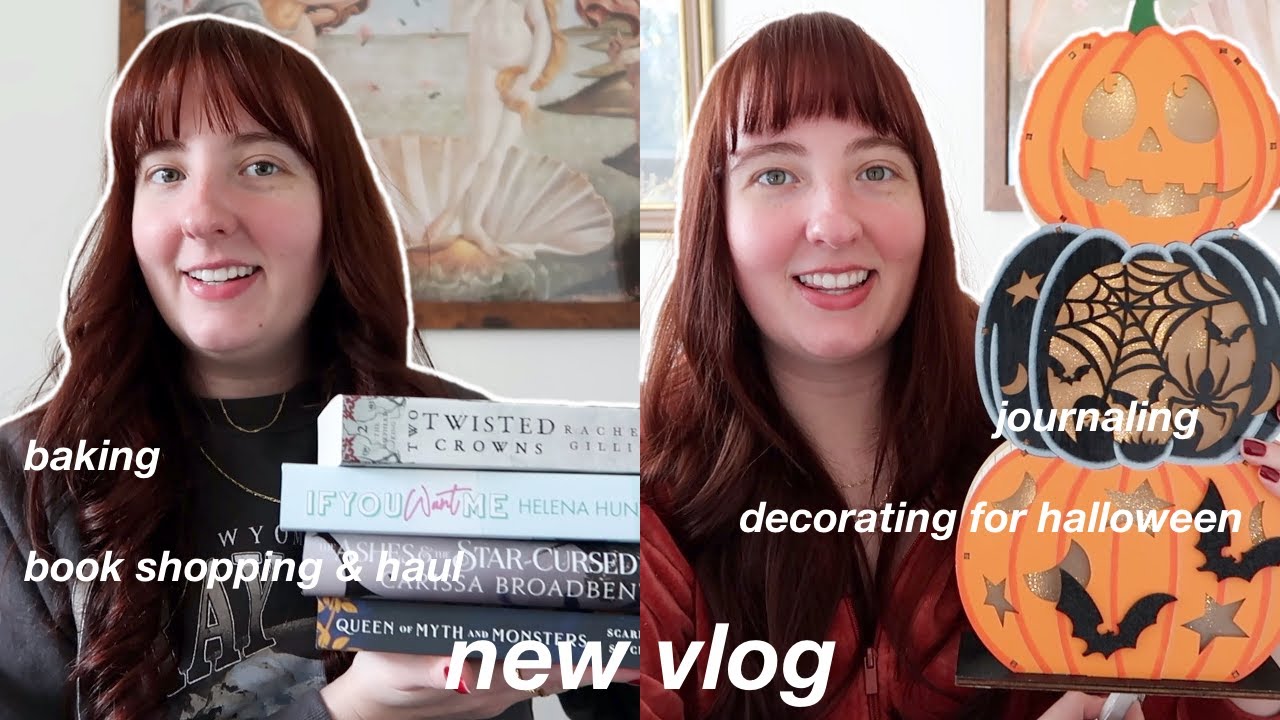 cozy october days: decorating for halloween, book shopping, book haul, baking & journaling
