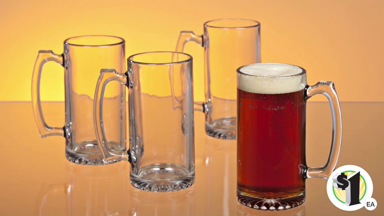 Brand-Name Jumbo Glass Sports Mugs, 26.5 oz.