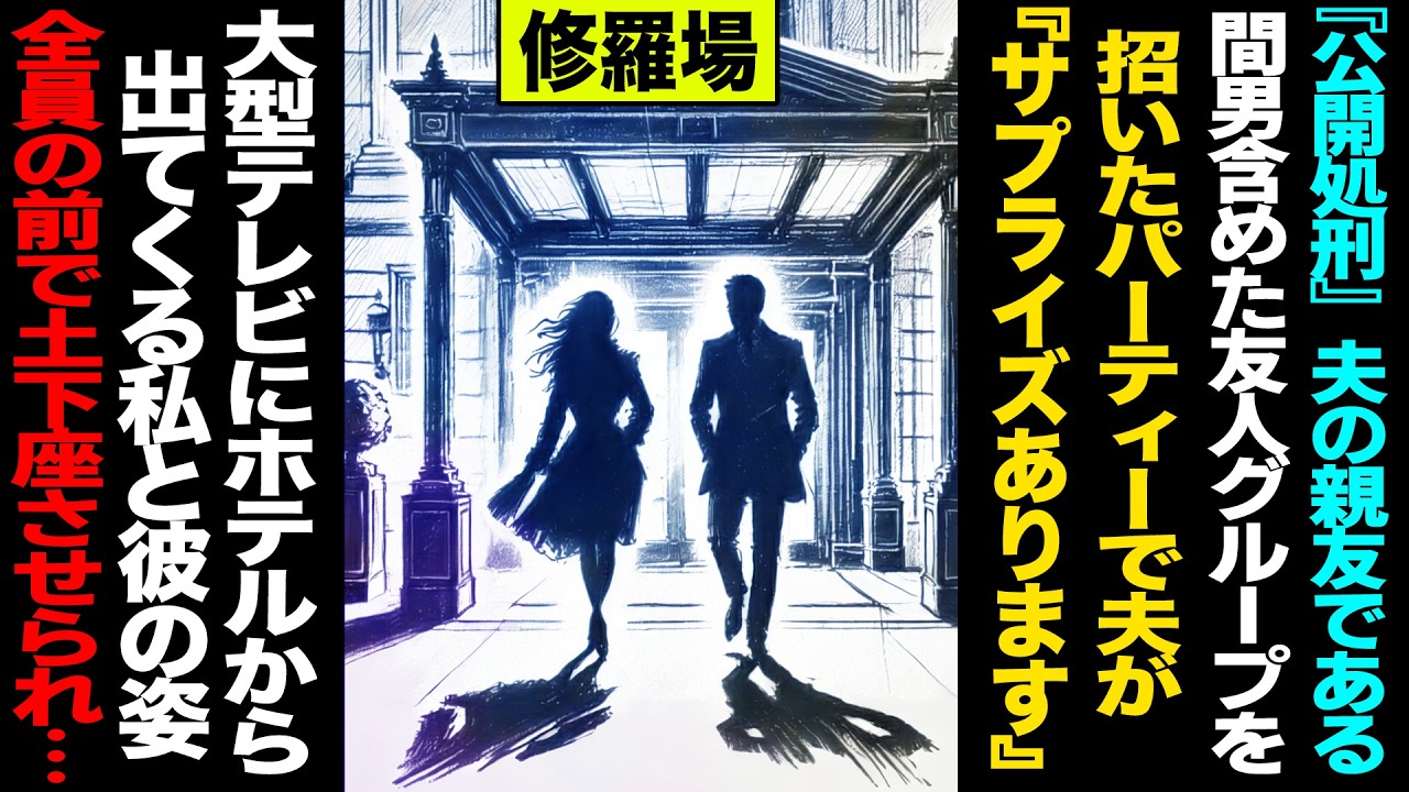 『公開処刑』間男含めた結婚記念日パーティーで夫が『サプライズあります』→大型テレビにホテルから出てくる私と彼の姿→全員の前で土下座させられ...【セカイノナミダ】
