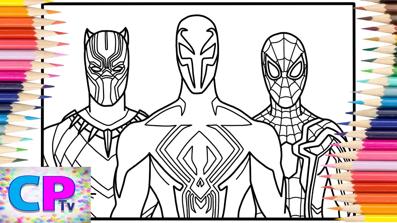 Spiderman/Black Panther/Spiderman 2099/Coloring at Natural Speed/@coloringpagestv
