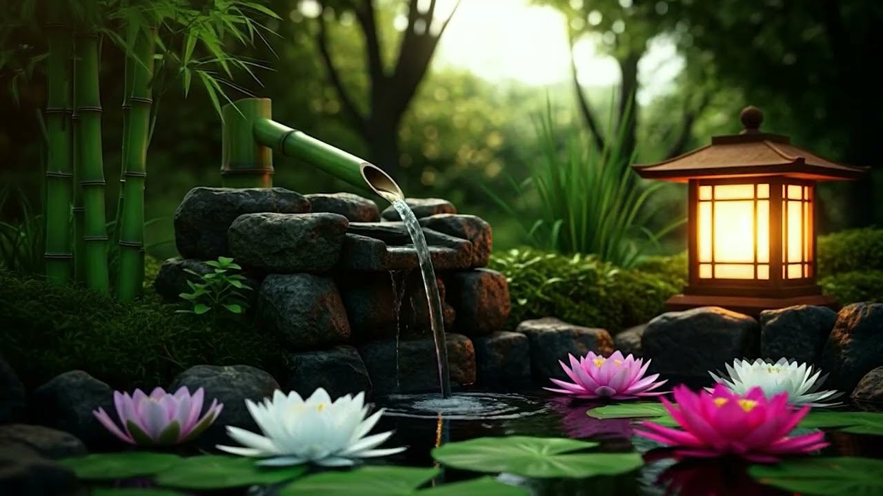 Relaxing Sleep Music + Bamboo Water Sounds 🌿 Healing Music Deep Relaxation, Calm Anxiety & Spa BGM