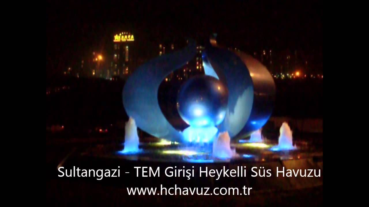 HC Havuz İnşaat ve Makina - Sultangazi Tem Kavşak Objeli Süs Havuzu Gece Çekimi