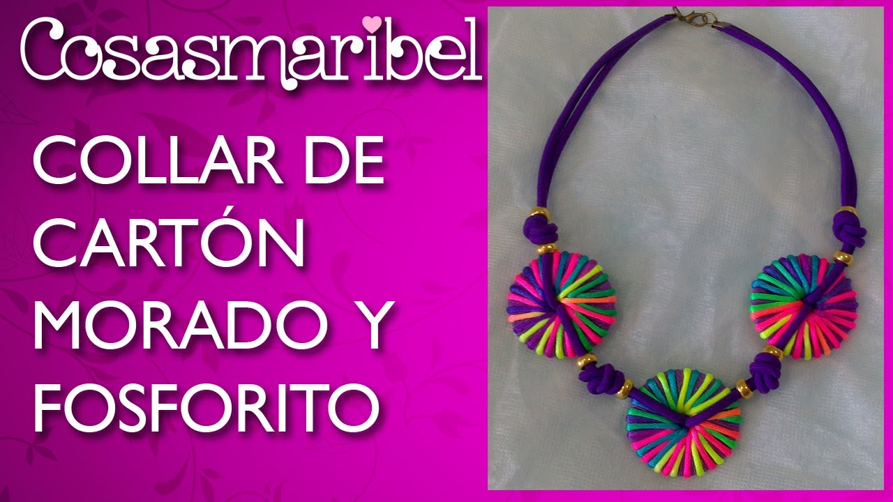 DIY:COLLAR DE CARTON MORADO Y FOSFORITO.Fluorine Necklace.