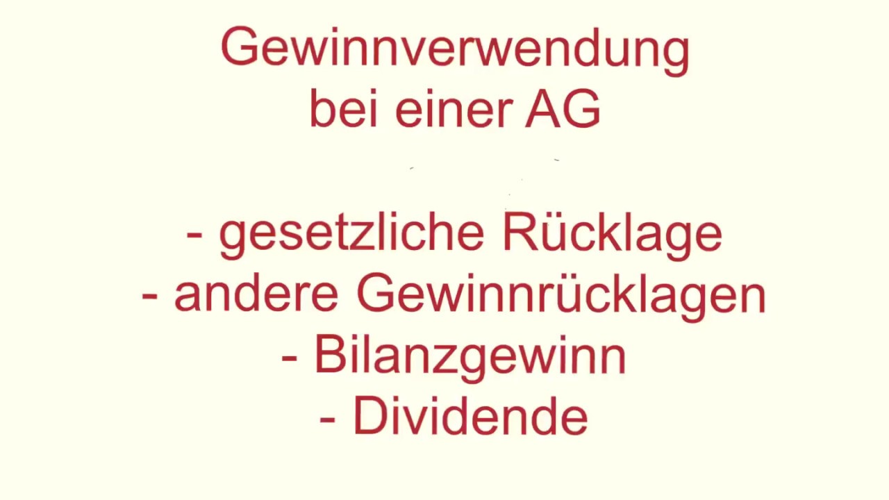 Gewinnverwendung bei einer AG (Teil 1)